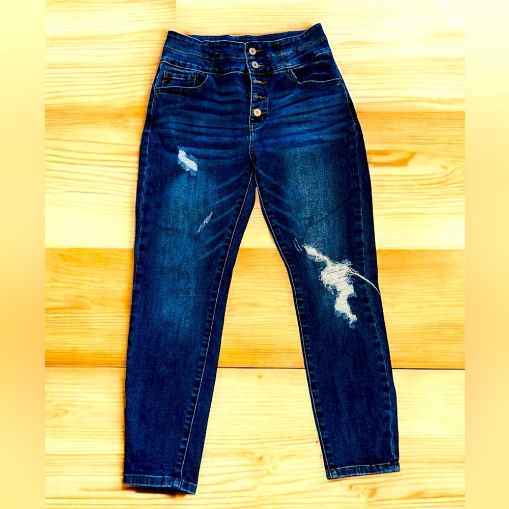 Kancan Maurices Jeans Womens 28 Distressed Skinny Mid Rise Denim EUC